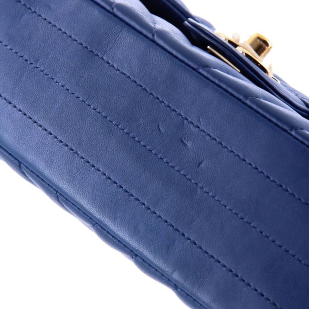 Chanel Classic Double Flap Bag Chevron Lambskin Medium Blue - Picture 7 of 10